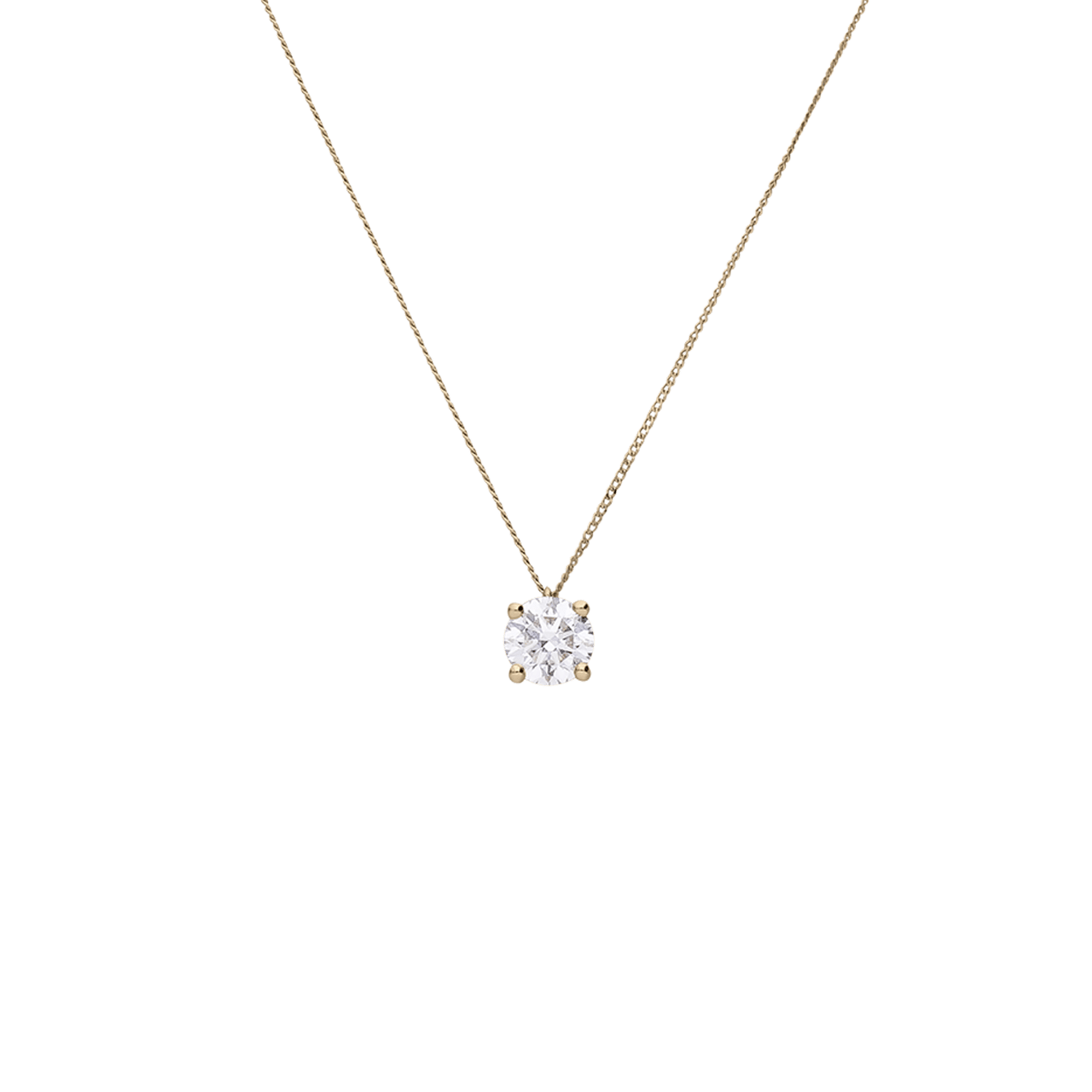 14 karaat geelgouden ketting met diamant 1ct