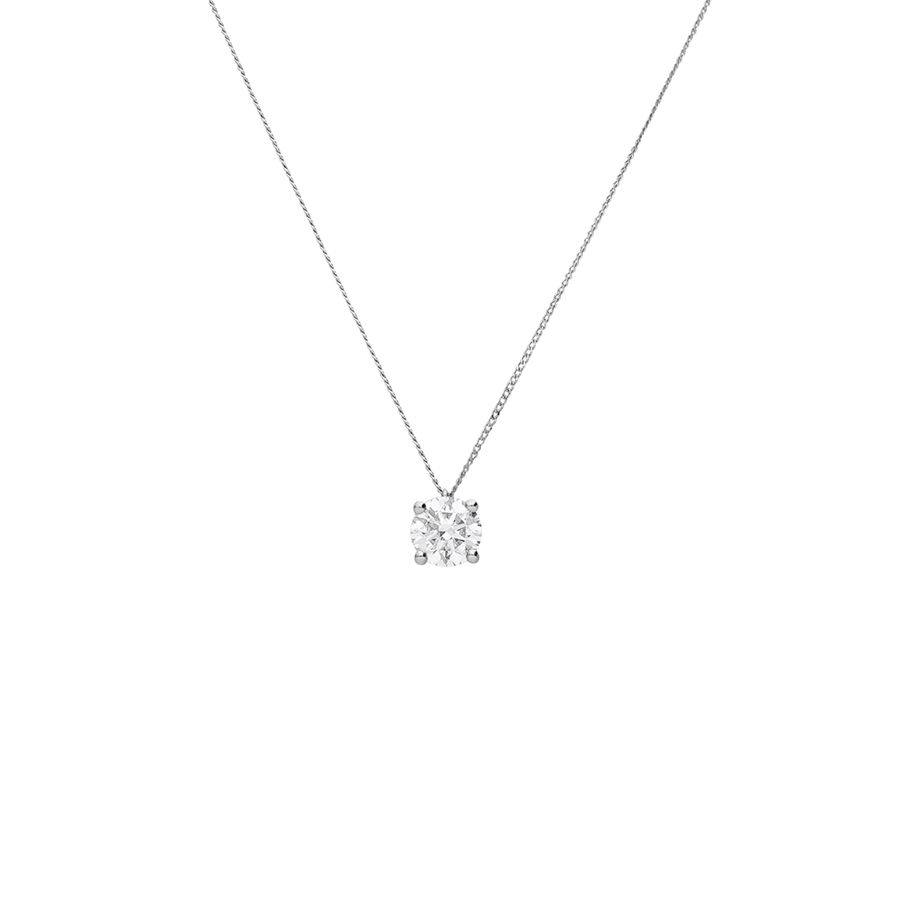 14 karaat witgouden ketting met labgrown diamant 1ct