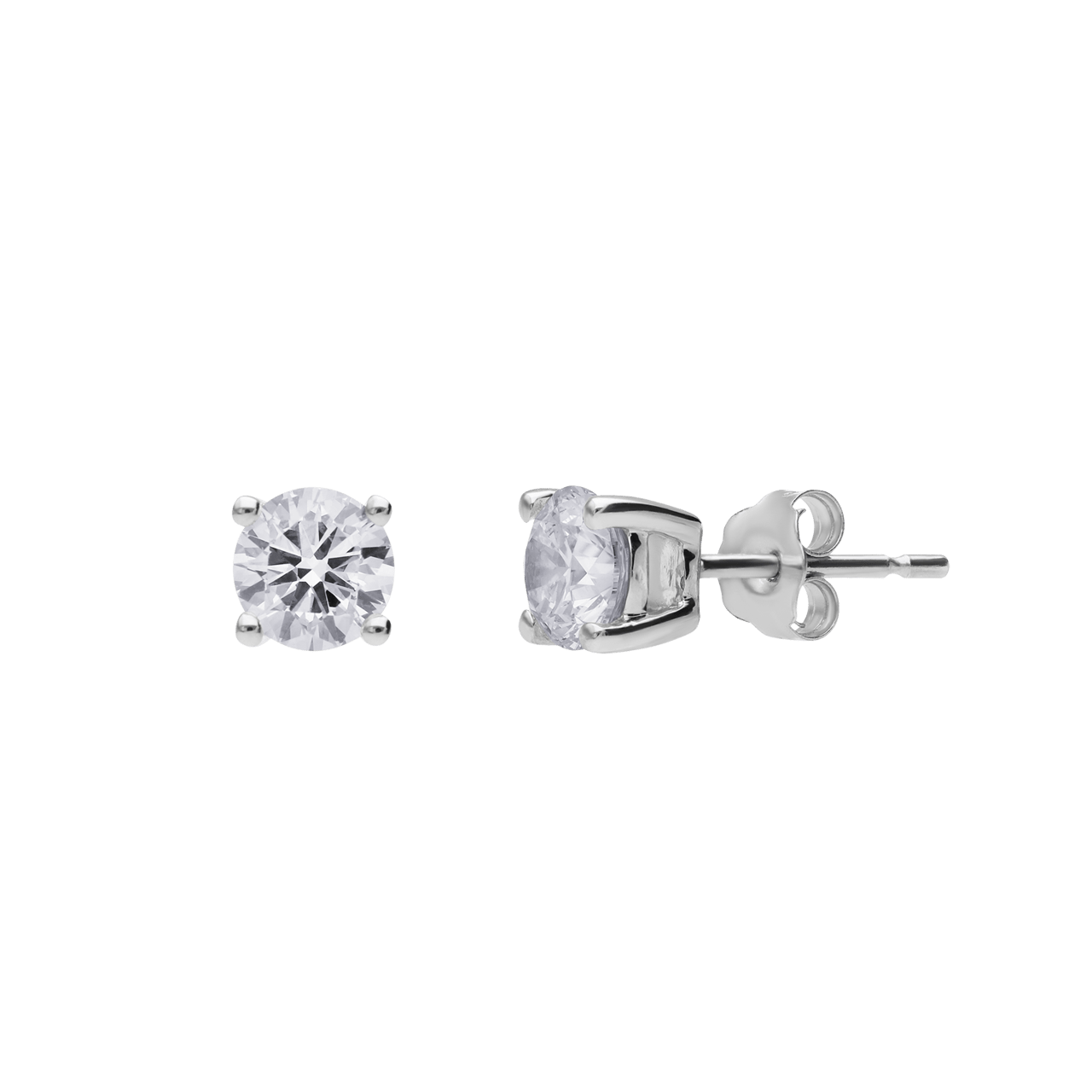 14 karaat witgouden solitair oorbellen met diamant 1ct. 