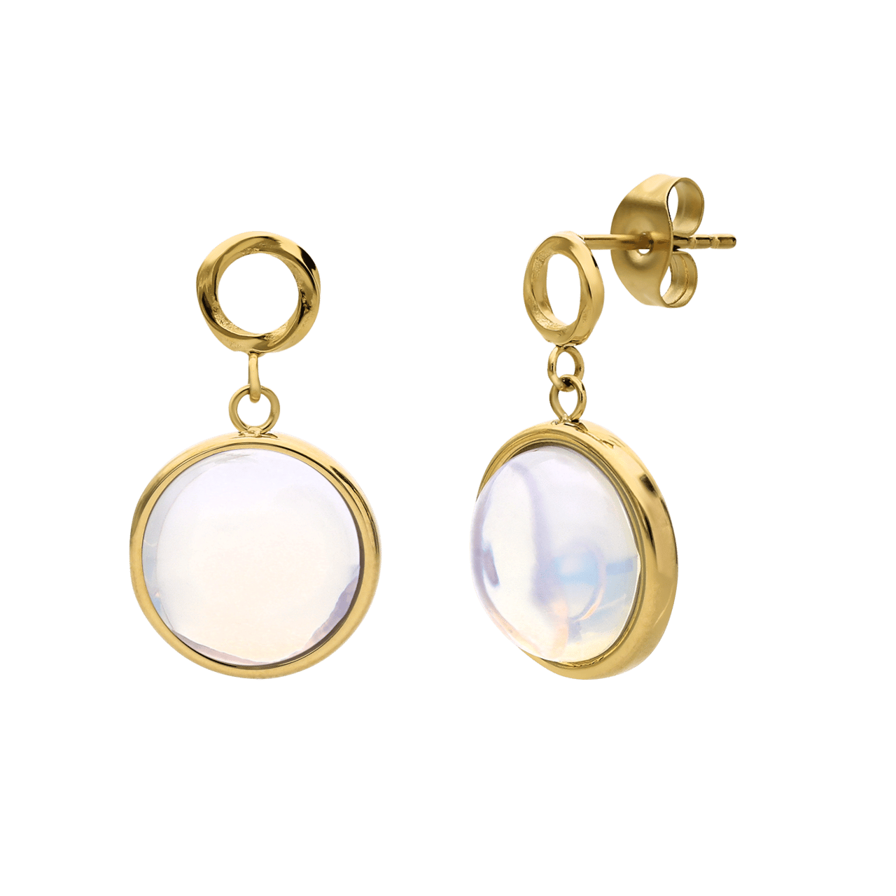 Stainless steel goldplated oorknoppen met opaal