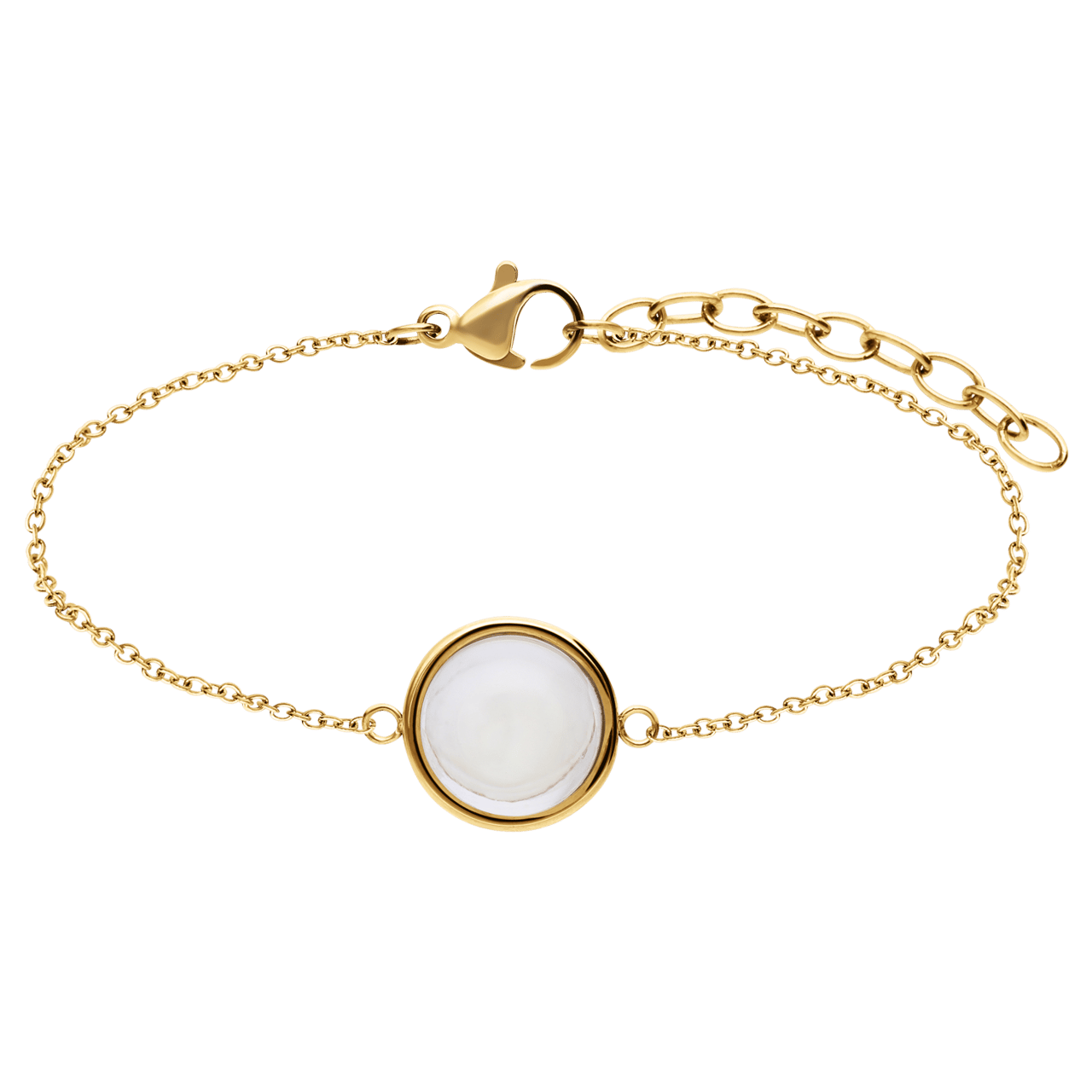 Stainless steel goldplated fantasiearmband met opaal voor dames