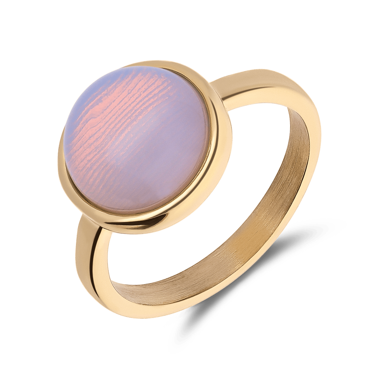 Stainless steel goldplated ring met opaal voor dames