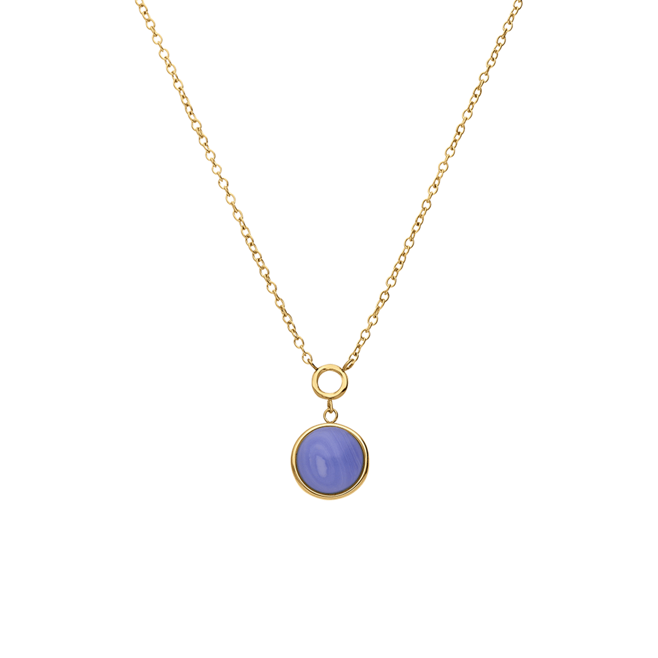 Stainless steel goldplated ketting met hanger met blue lace agaat voor dames