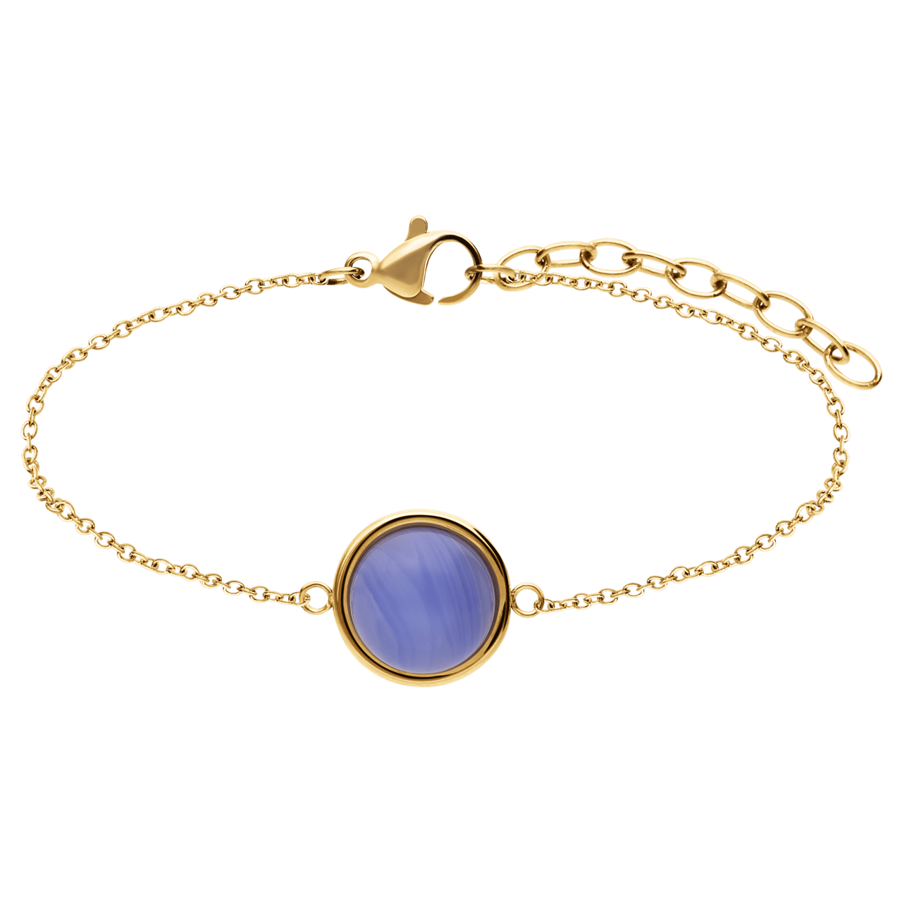 Armband aus Edelstahl, vergoldet, mit blauem Spitzenachat