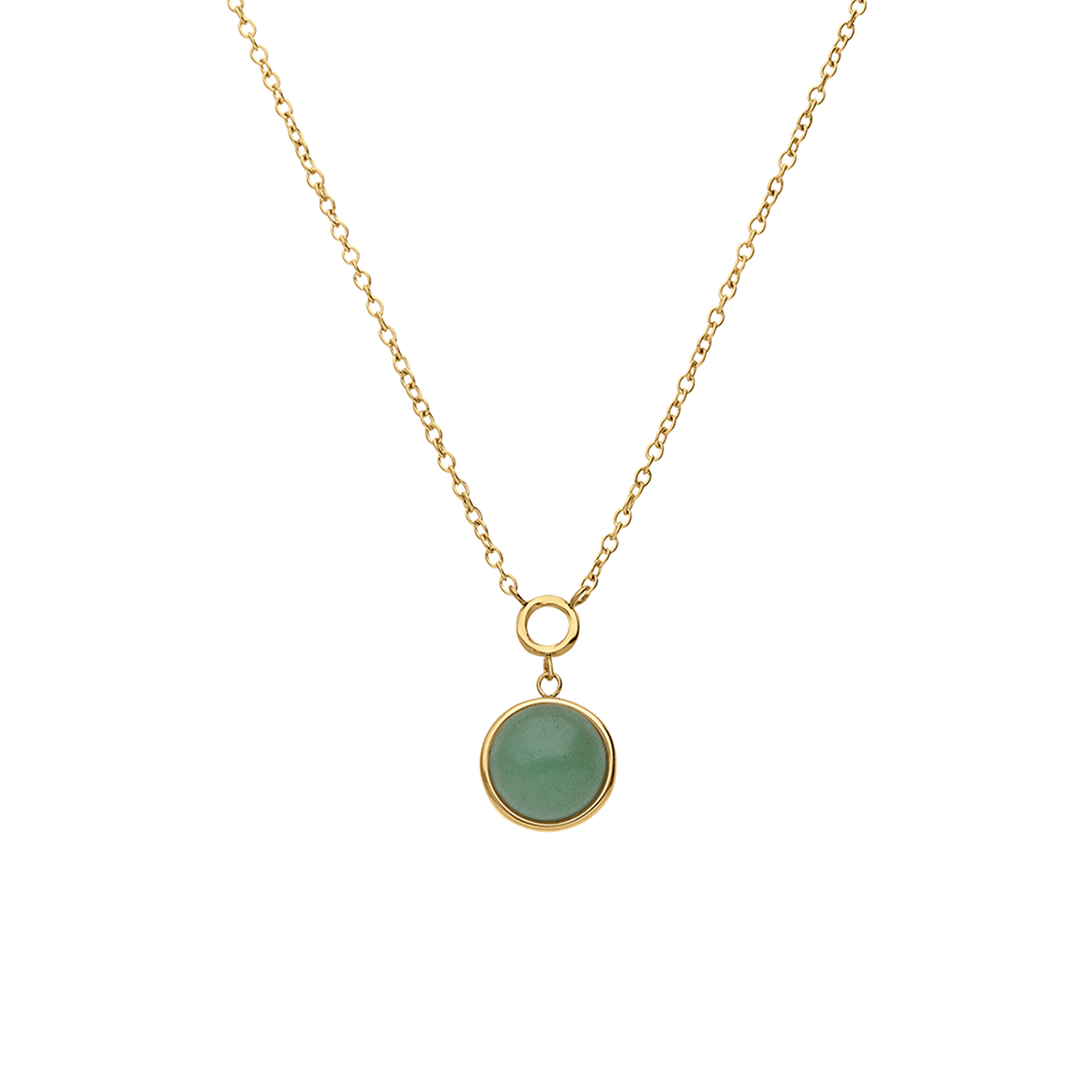 Stalen goldplated ketting met groen aventurijn