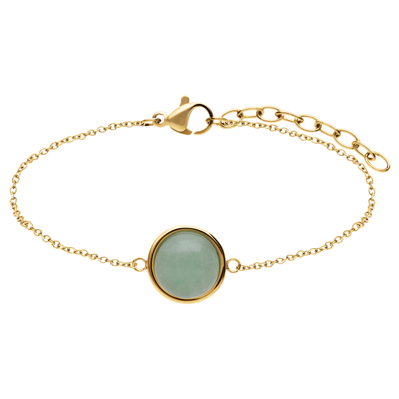 Armband aus Edelstahl, vergoldet, mit grünem Aventurin