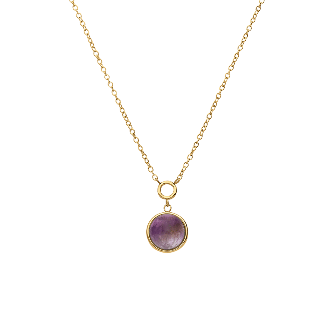 Halskette aus Edelstahl, vergoldet, mit Amethyst
