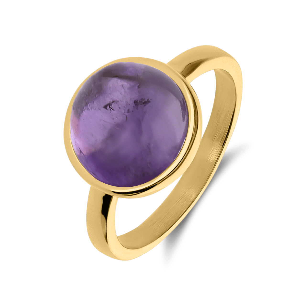 Stainless steel goldplated ring met amethyst voor dames