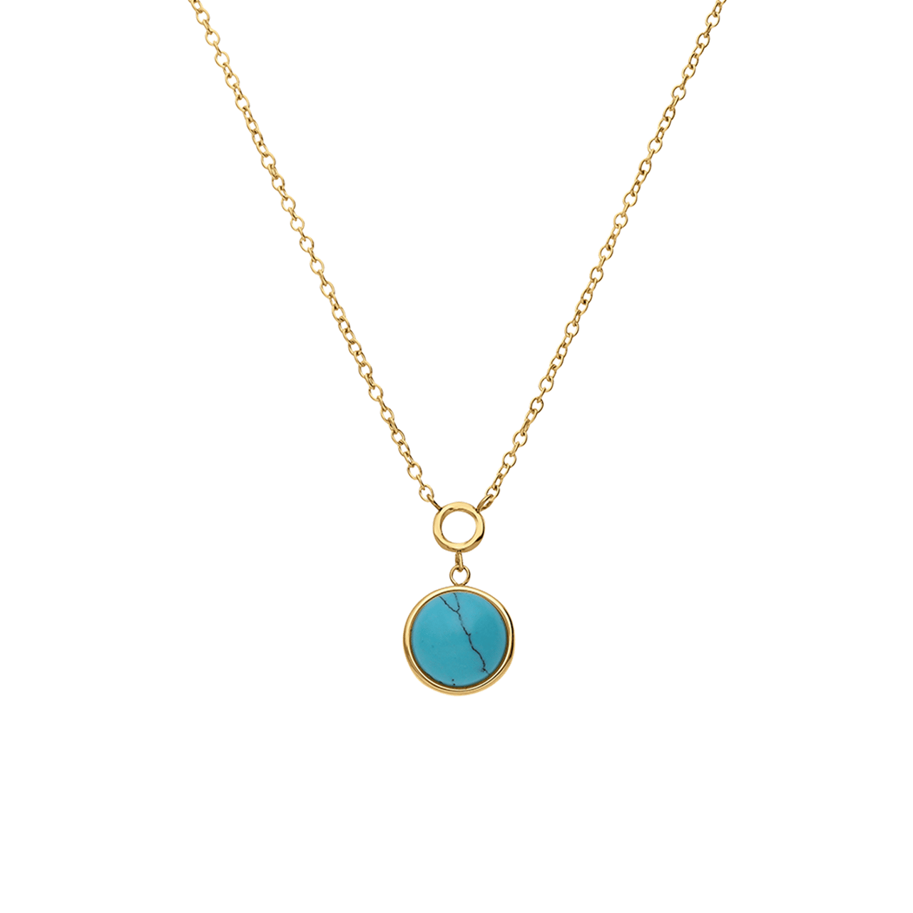 Stalen goldplated ketting met hanger met turquoise voor dames