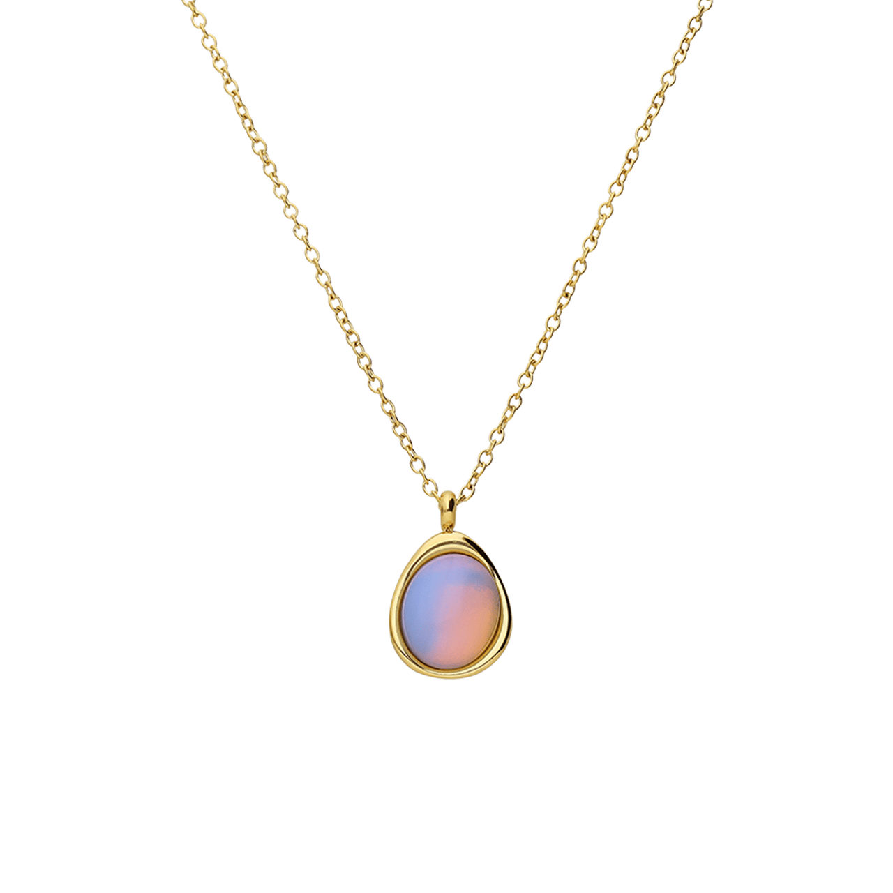 Stainless steel goldplated ketting met opaal ovaal