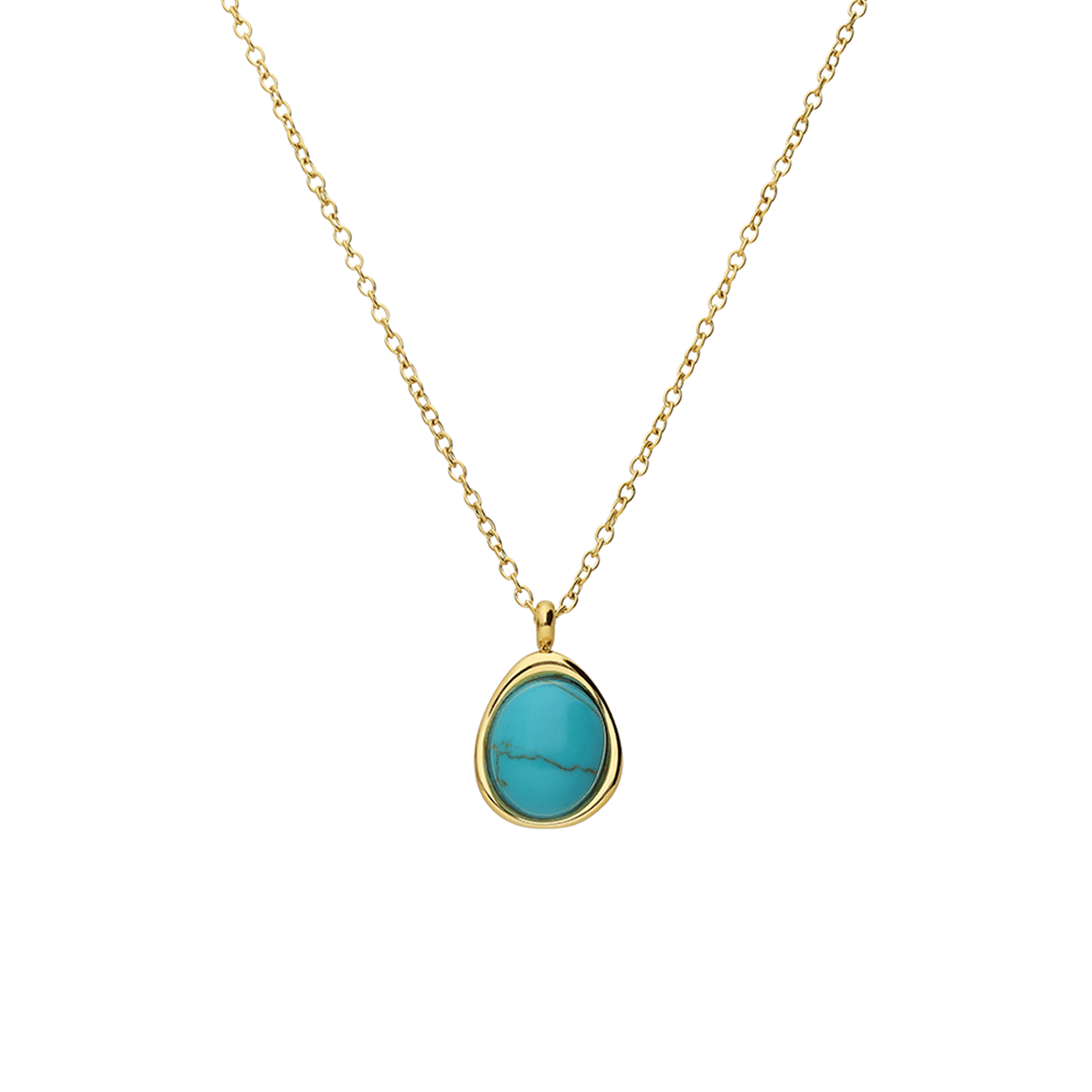 Stalen goldplated ketting met hanger met turquoise  voor dames
