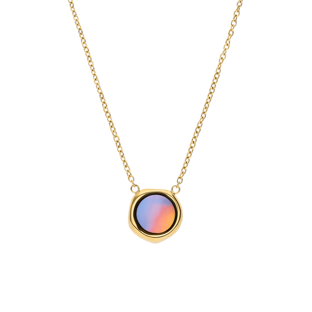 Halskette aus Edelstahl, vergoldet, mit Opal