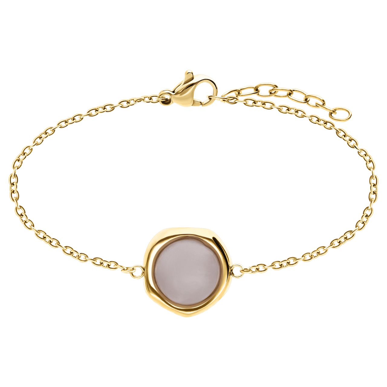 Stainless steel goldplated armband met rozenkwarts