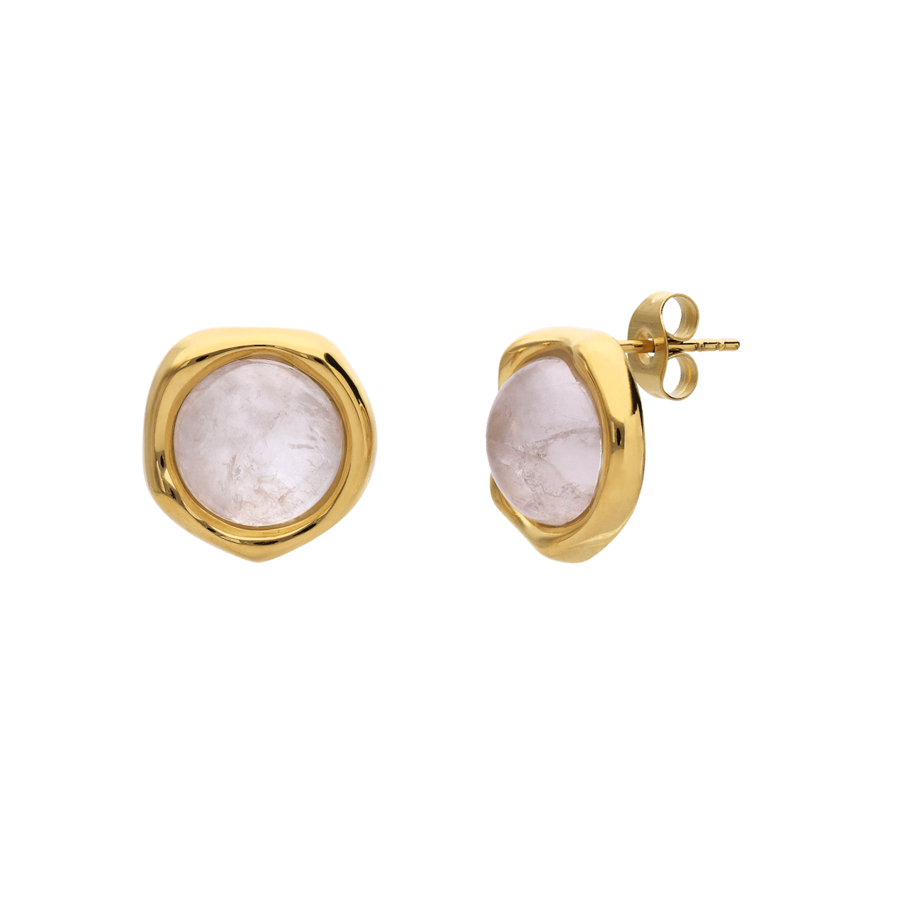 LuLu Jewels stainless steel goldplated oorringen met rozenkwarts voor dames