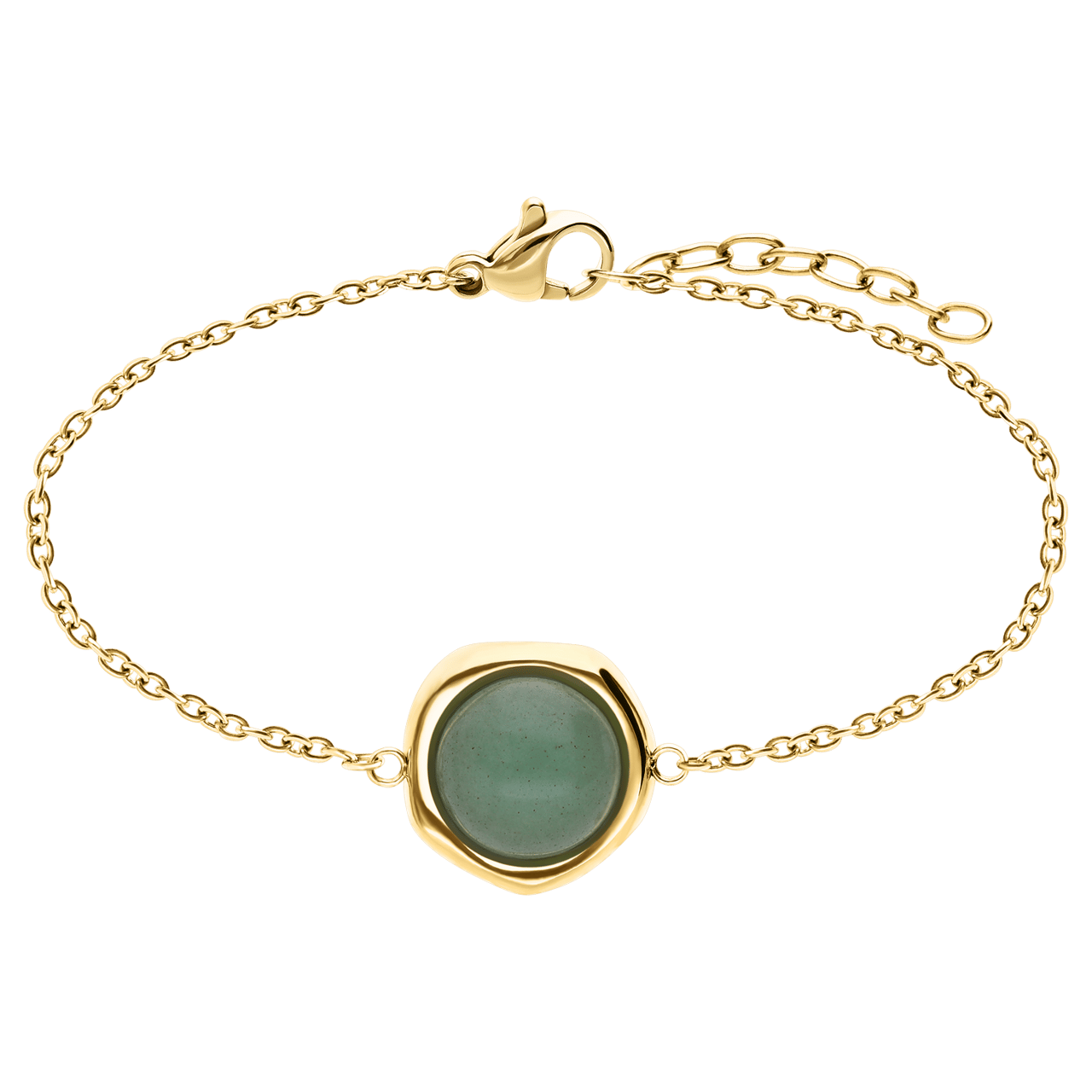 Stainless steel goldplated armband met groen aventurijn