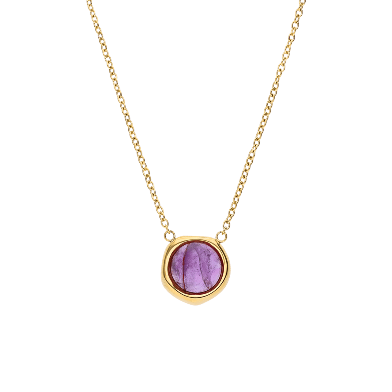 Halskette aus Edelstahl, vergoldet, mit Amethyst