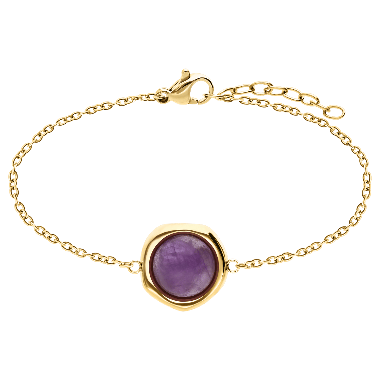 Stalen goldplated fantasiearmband met amethyst voor dames