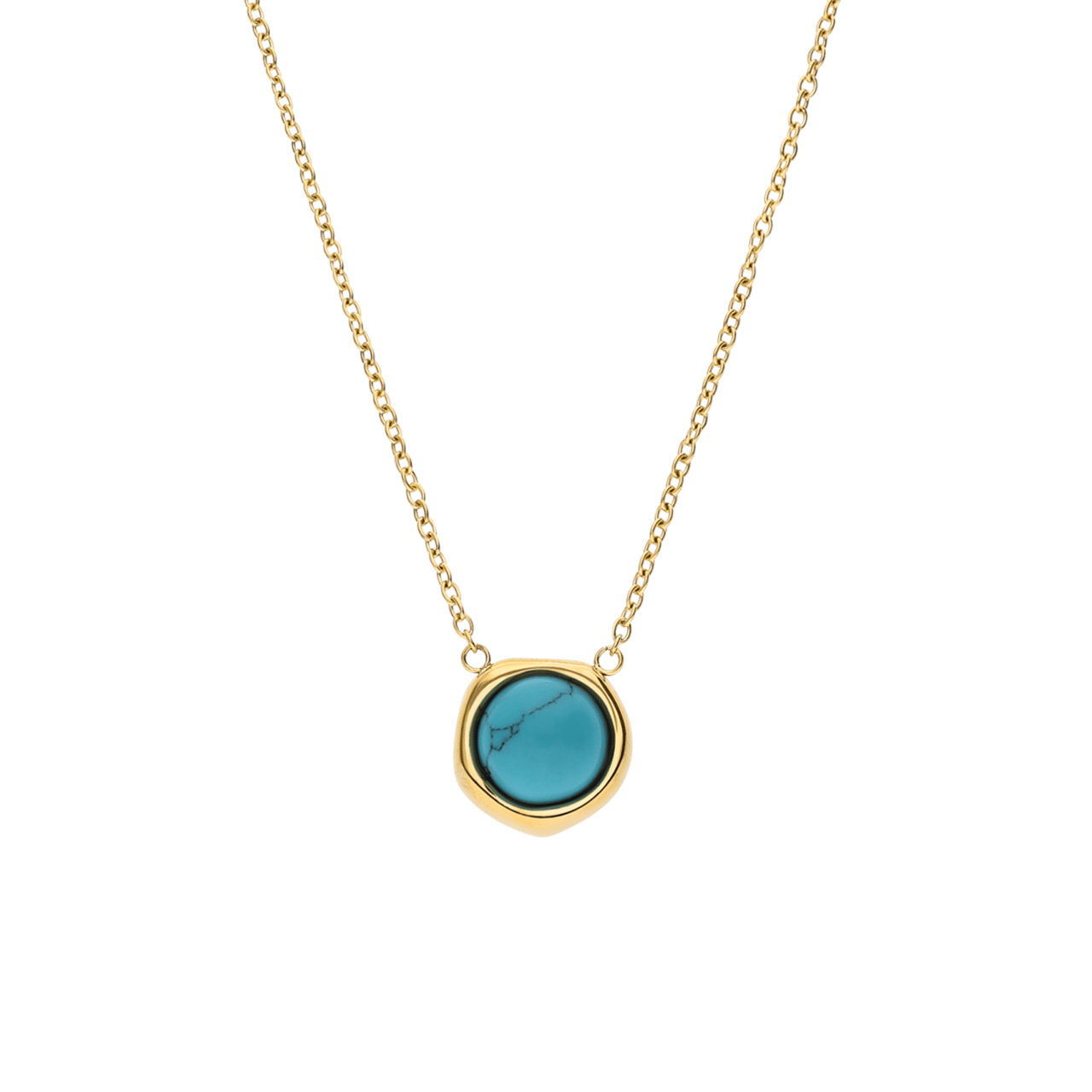 Stalen goldplated ketting met hanger met turquoise voor dames