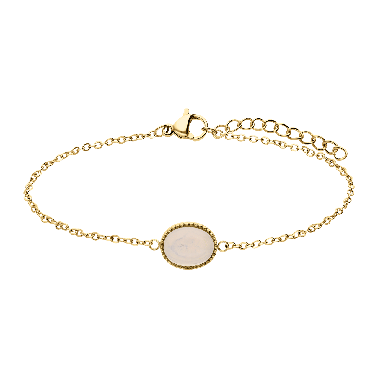 Stainless steel goldplated fantasiearmband met opaal voor dames