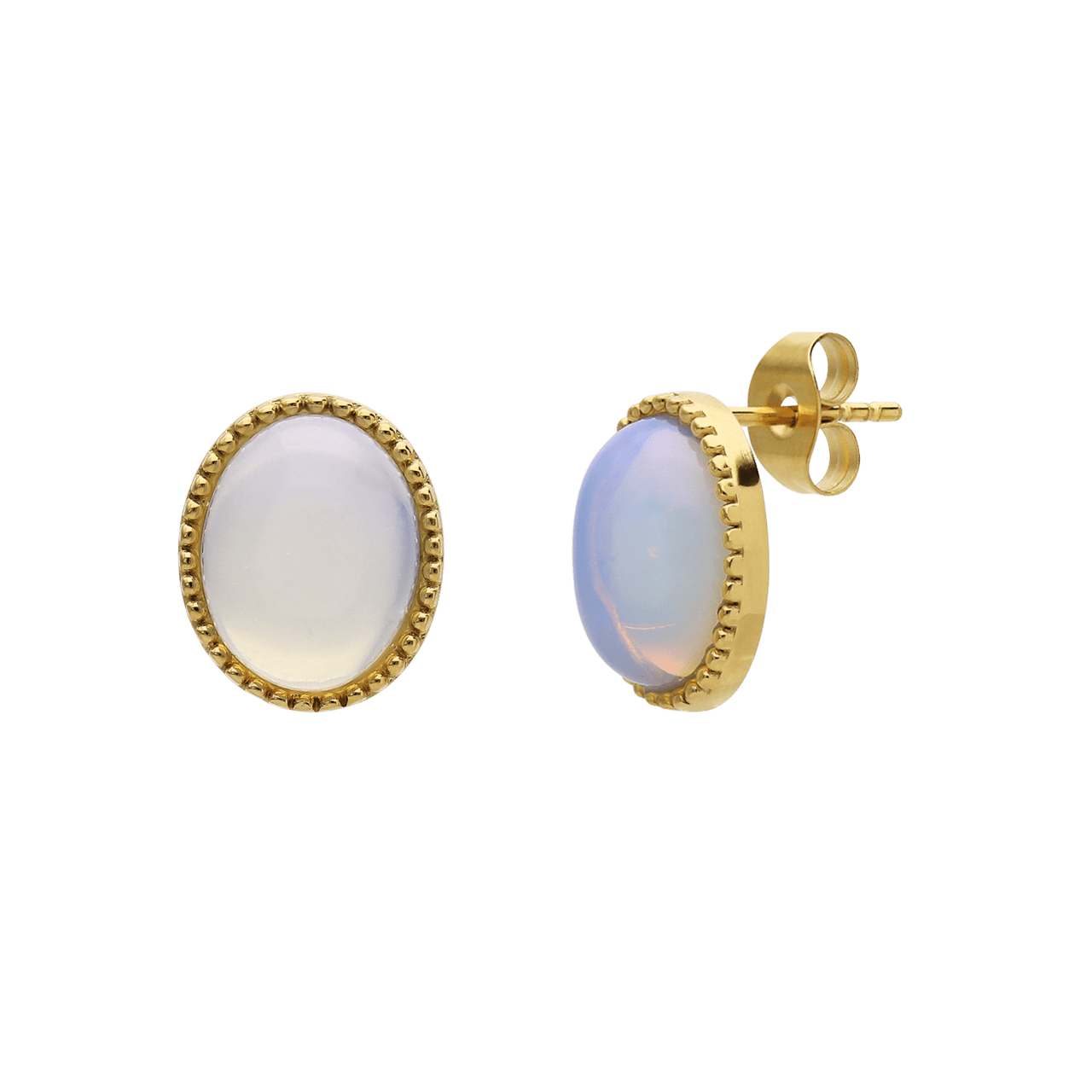 Ohrringe aus Edelstahl, vergoldet, mit Opal