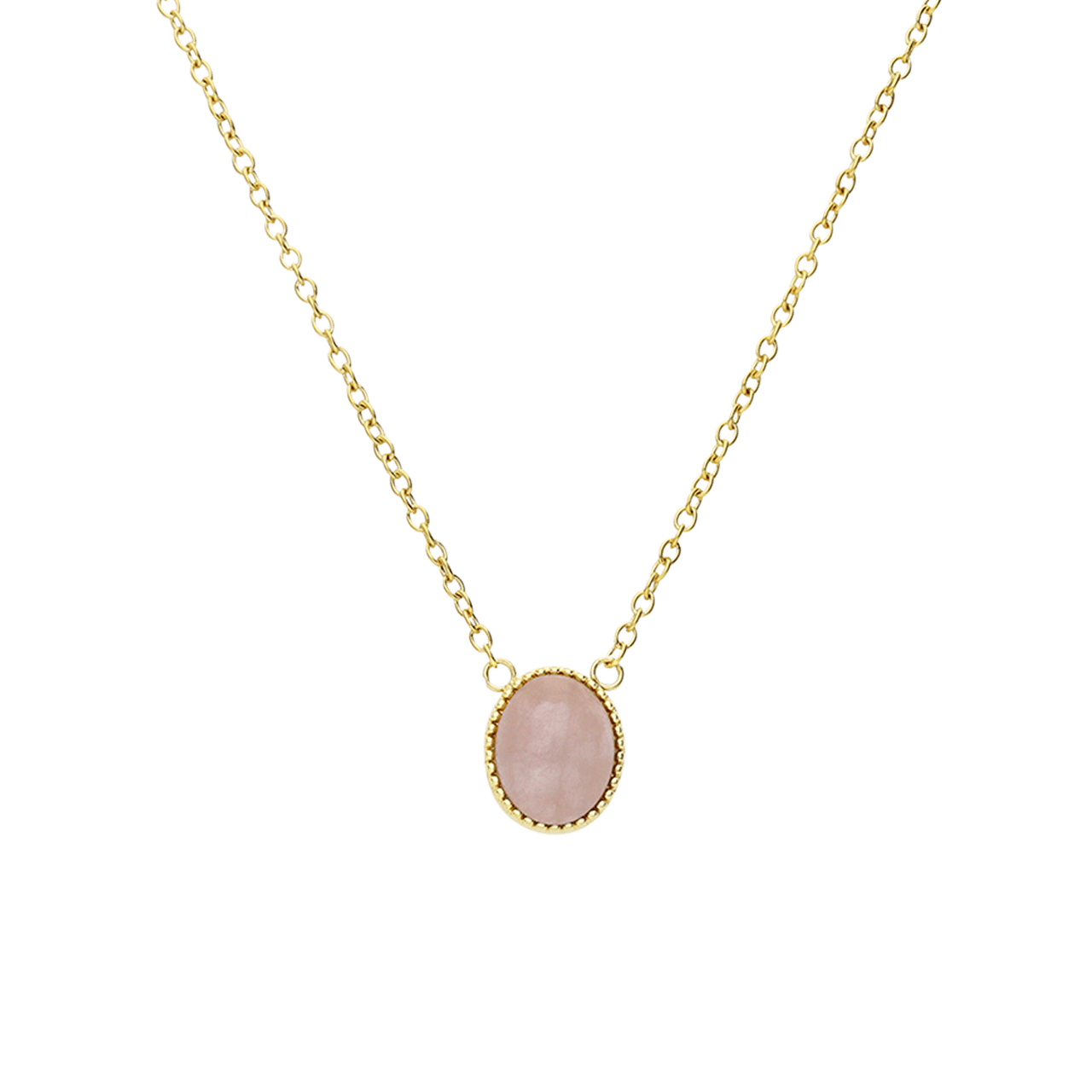LuLu Jewels stainless steel goldplated ketting met rozenkwarts voor dames