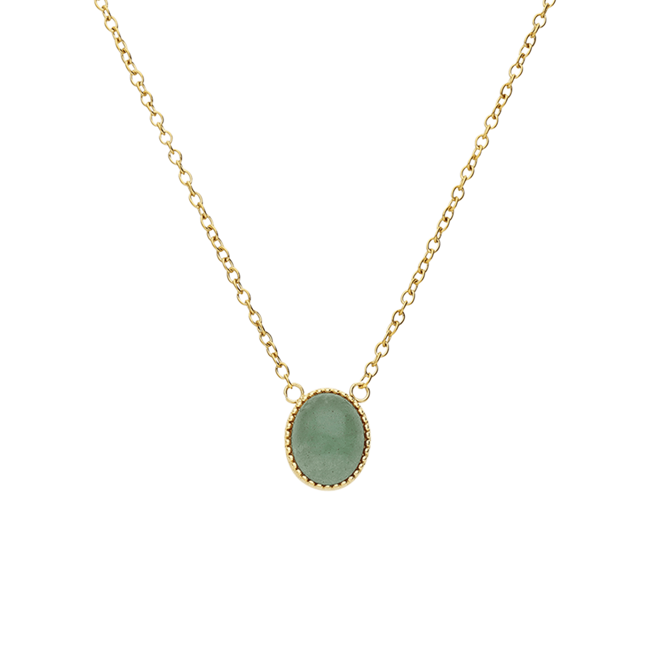 Stainless steel goldplated ketting met hanger met groene aventurijn voor dames