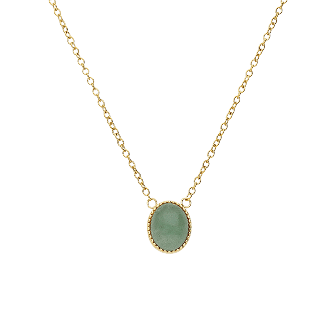 Stalen goldplated ketting met hanger met groene aventurijn voor dames