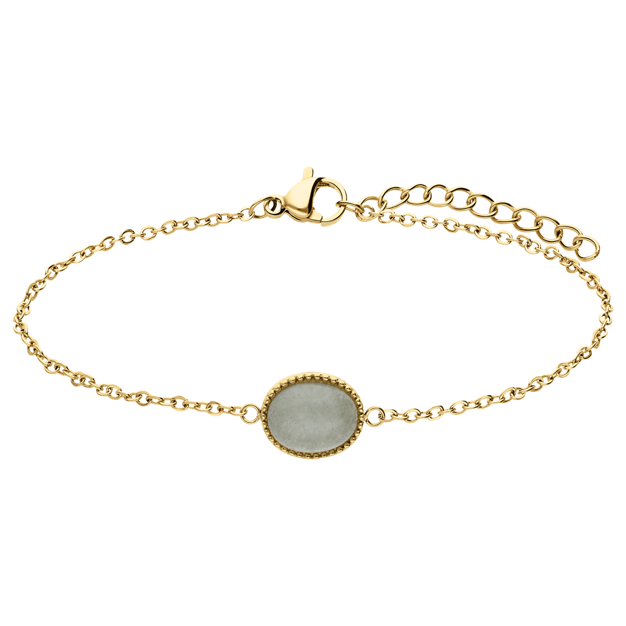 Armband aus Edelstahl, vergoldet, mit grünem Aventurin
