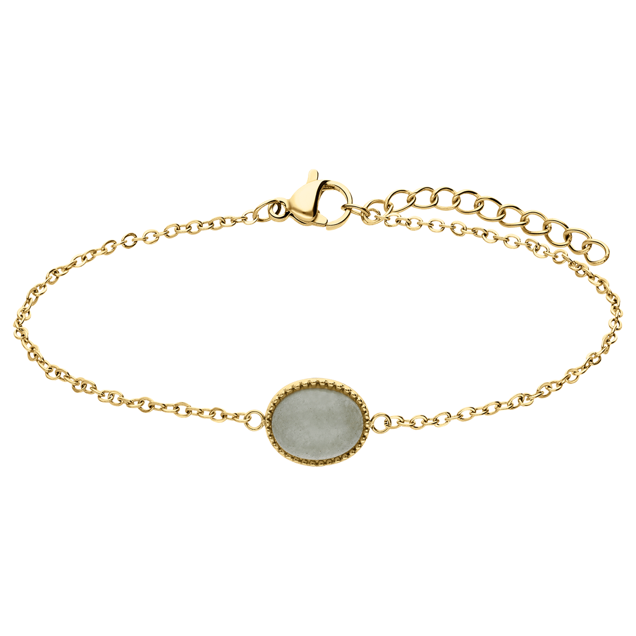 Stainless steel goldplated armband met groen aventurijn