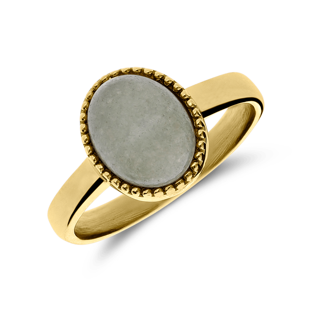 Stainless steel goldplated ring met groen aventurijn voor dames