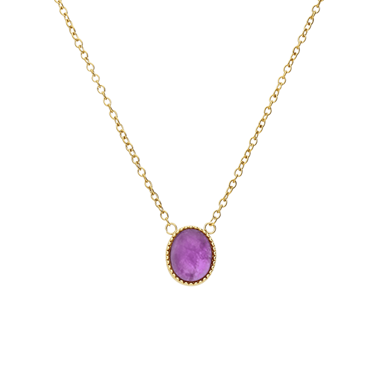 Stainless steel goldplated ketting met hanger met amethyst voor dames