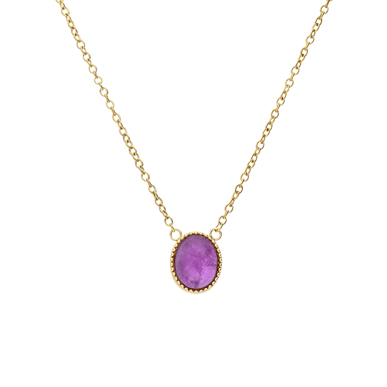 Stalen goldplated ketting met hanger met amethyst voor dames