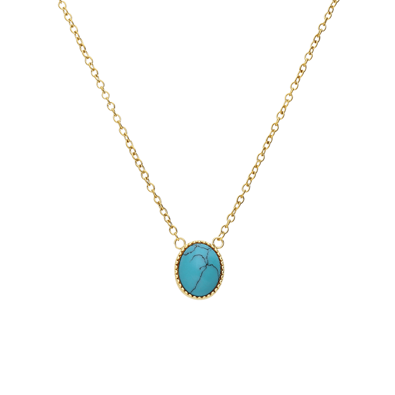 Stainless steel goldplated ketting met hanger met turquoise voor dames
