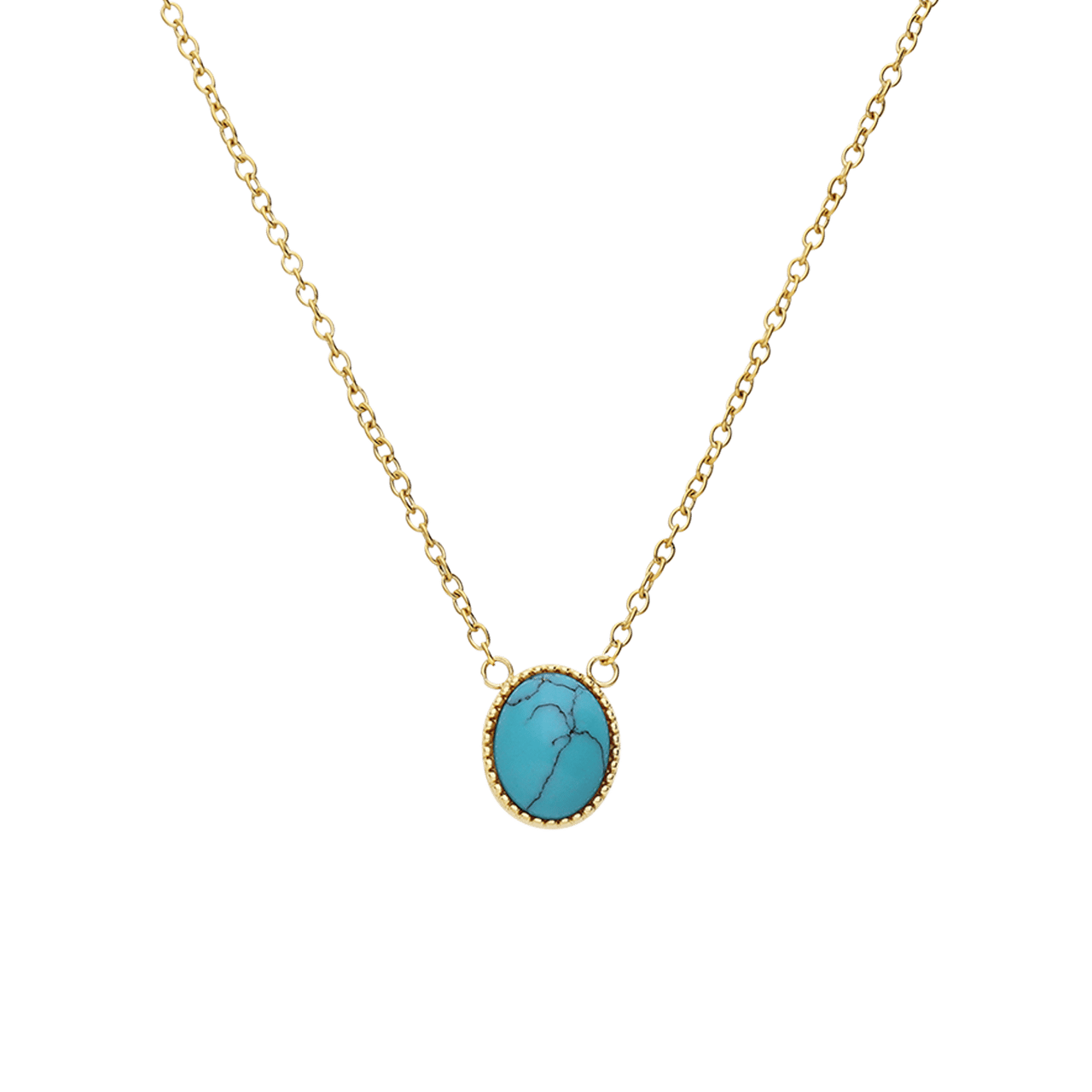 Stalen goldplated ketting met hanger met turquoise voor dames