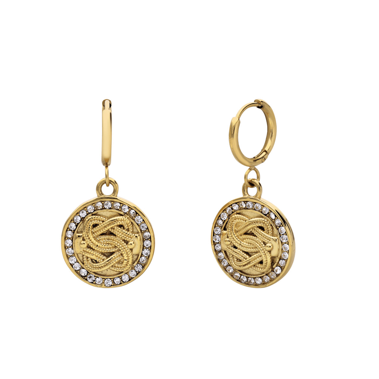Stainless steel goldplated oorbellen met mattenklopper