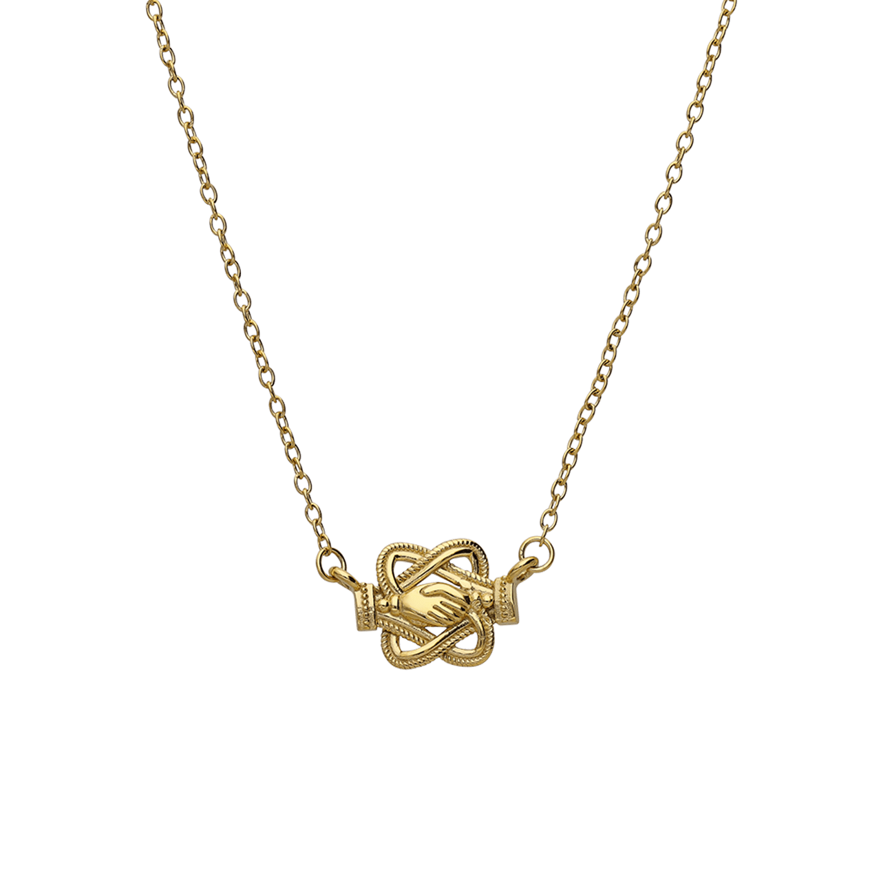 Stainless steel goldplated ketting met mattenklopper met hand