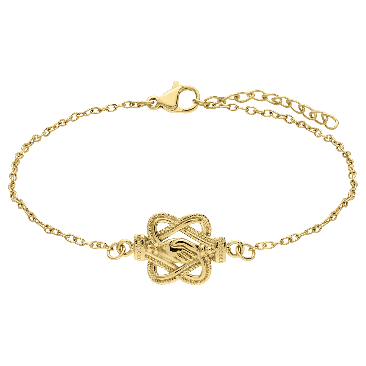 Stainless steel goldplated armband met mattenklopper met hand