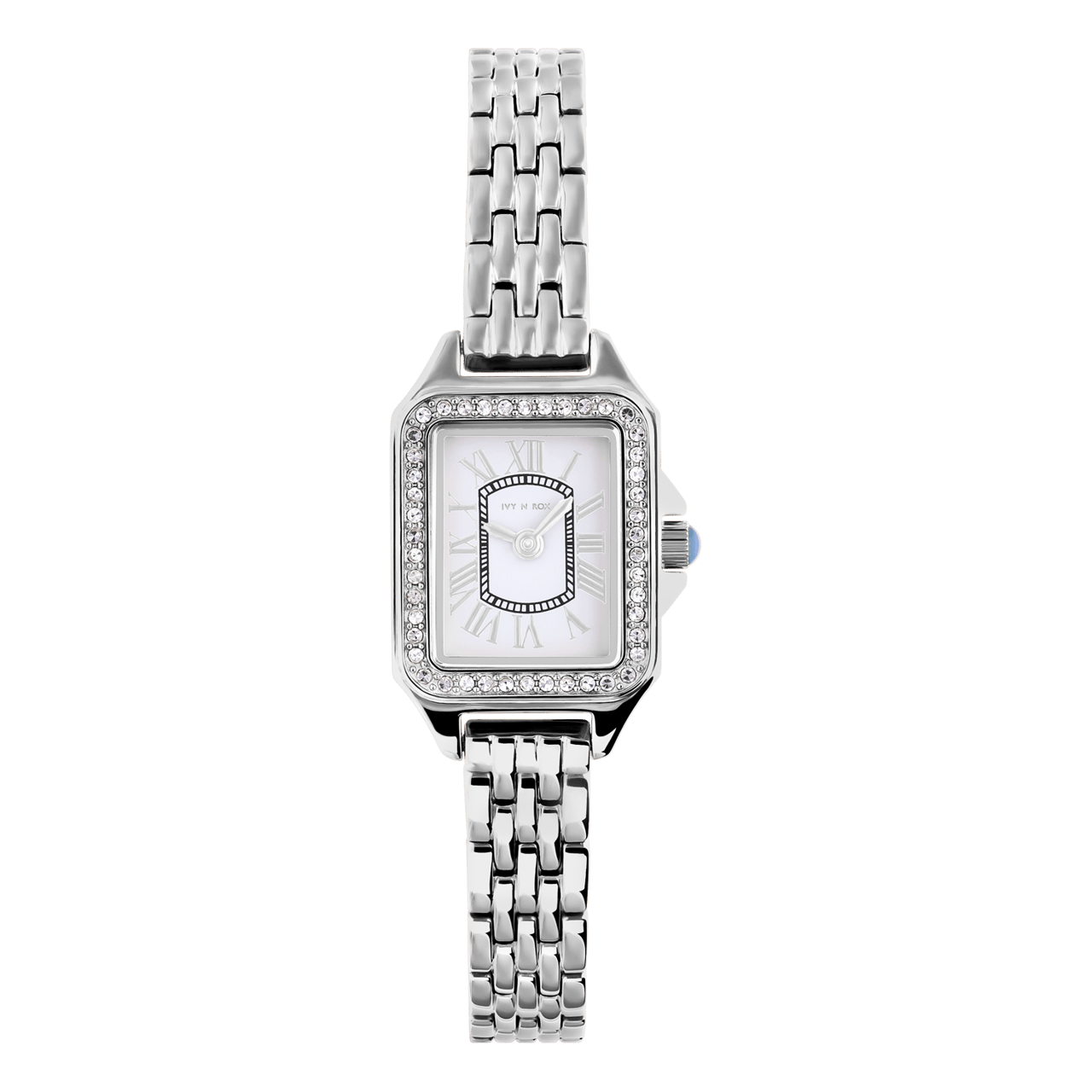 IVY N ROX Damen-Armbanduhr aus Edelstahl, silberfarben, mit Zirkonia
