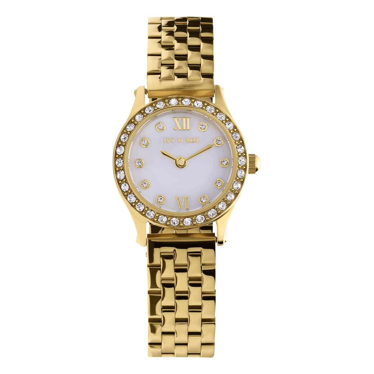 IVY N ROX Armbanduhr aus Edelstahl, goldfarben, mit Zirkonia