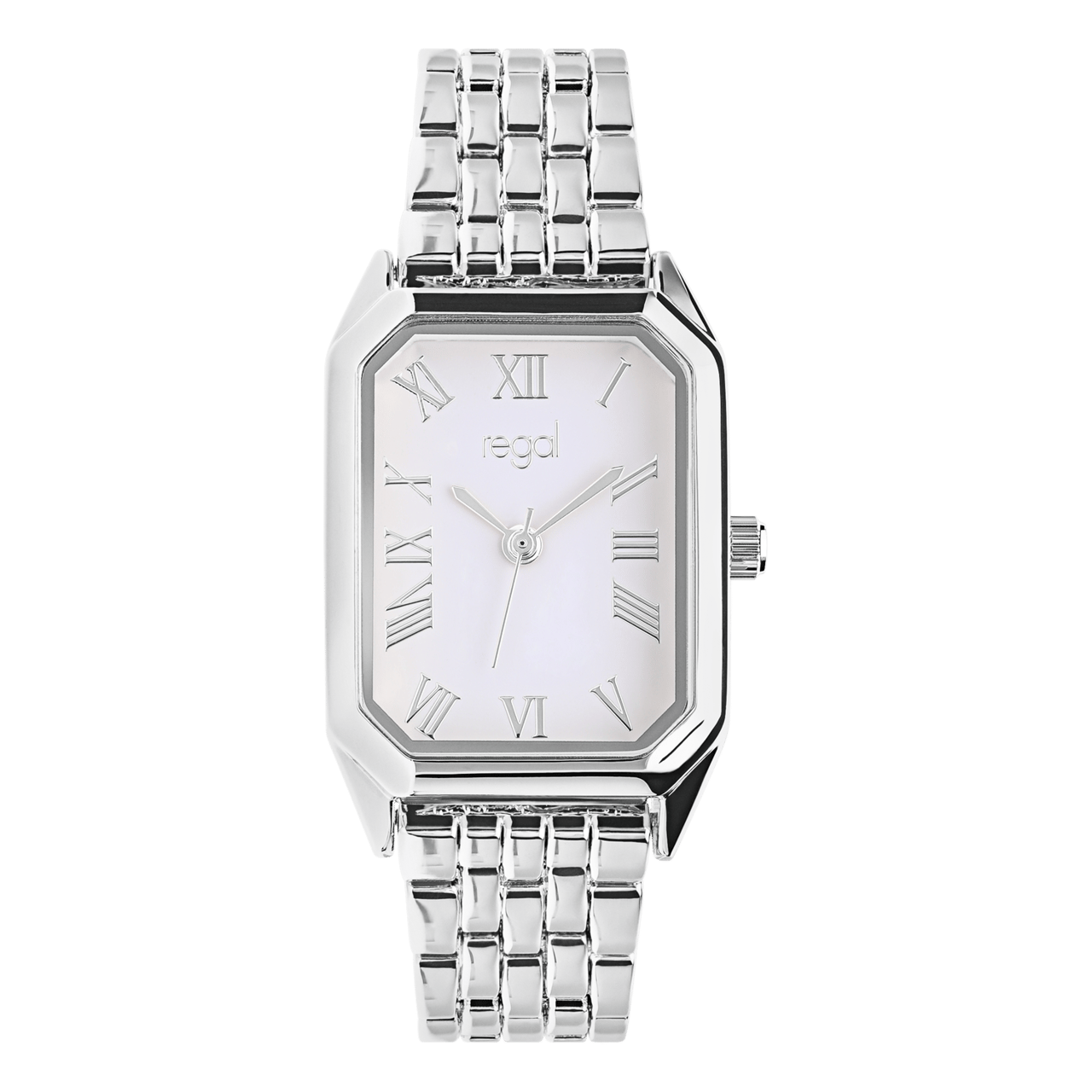 Regal horloge zilverkleurig met romeinse cijfers