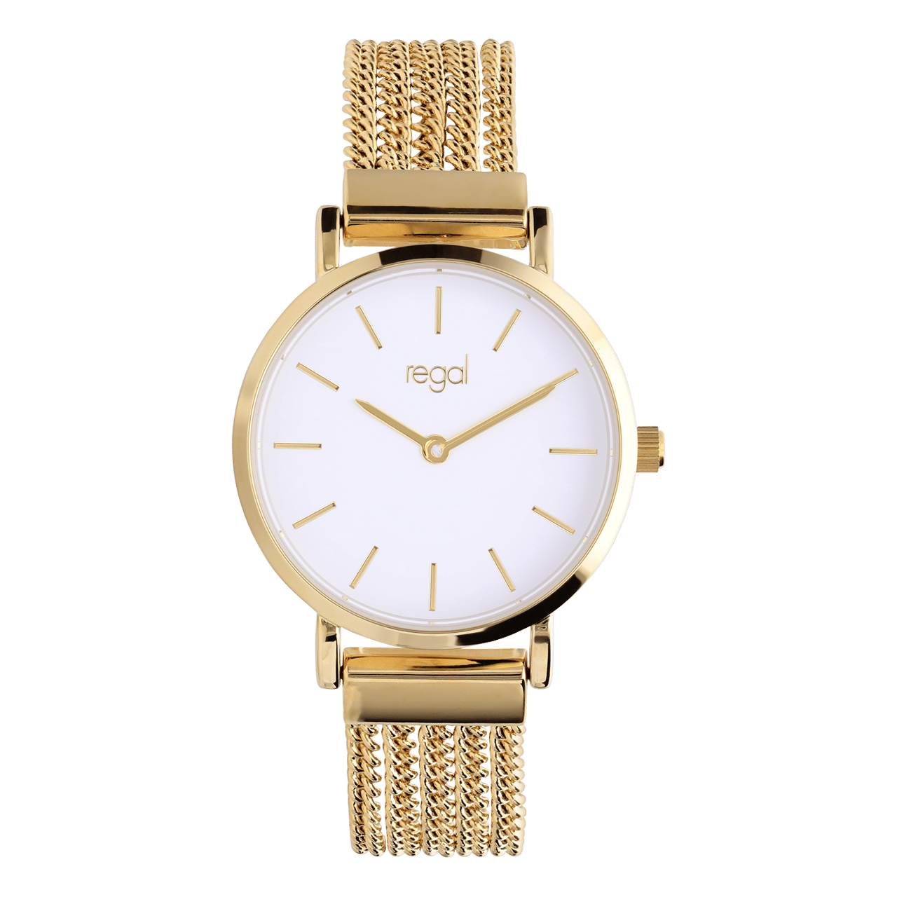 Regal Armbanduhr mit goldfarbenem Gourmetarmband mit Gourmetgliedern