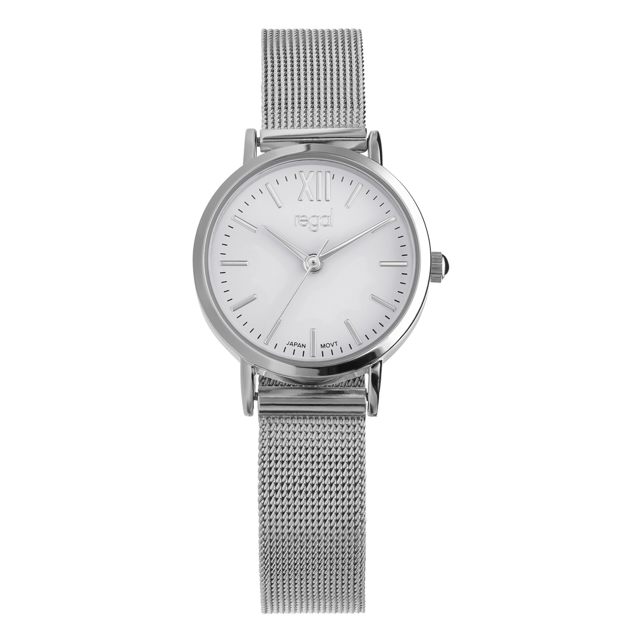 Regal horloge met zilverkleurige meshband