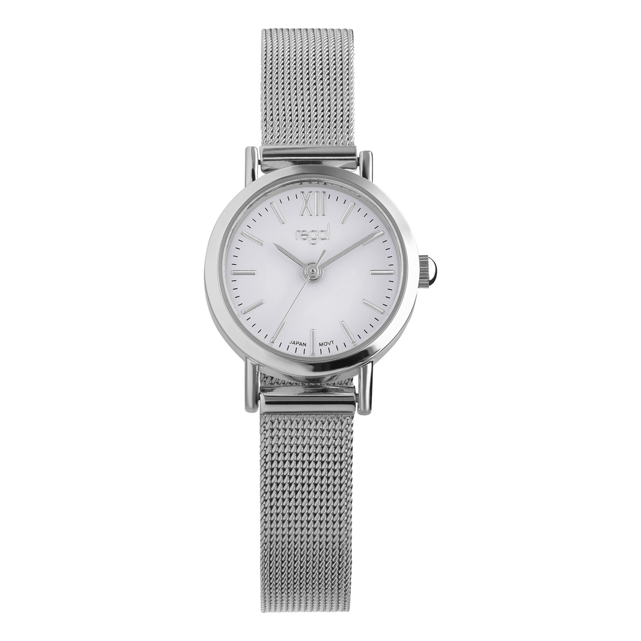 Regal Armbanduhr mit silberfarbenem Armband aus Mesh