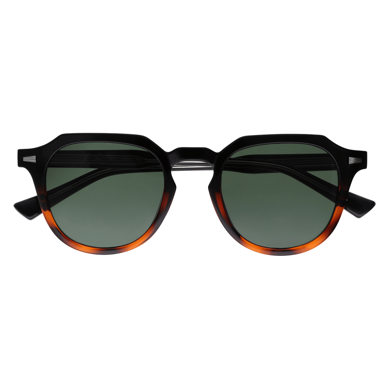 Schwarz-braune Sonnenbrille mit grünen Gläsern