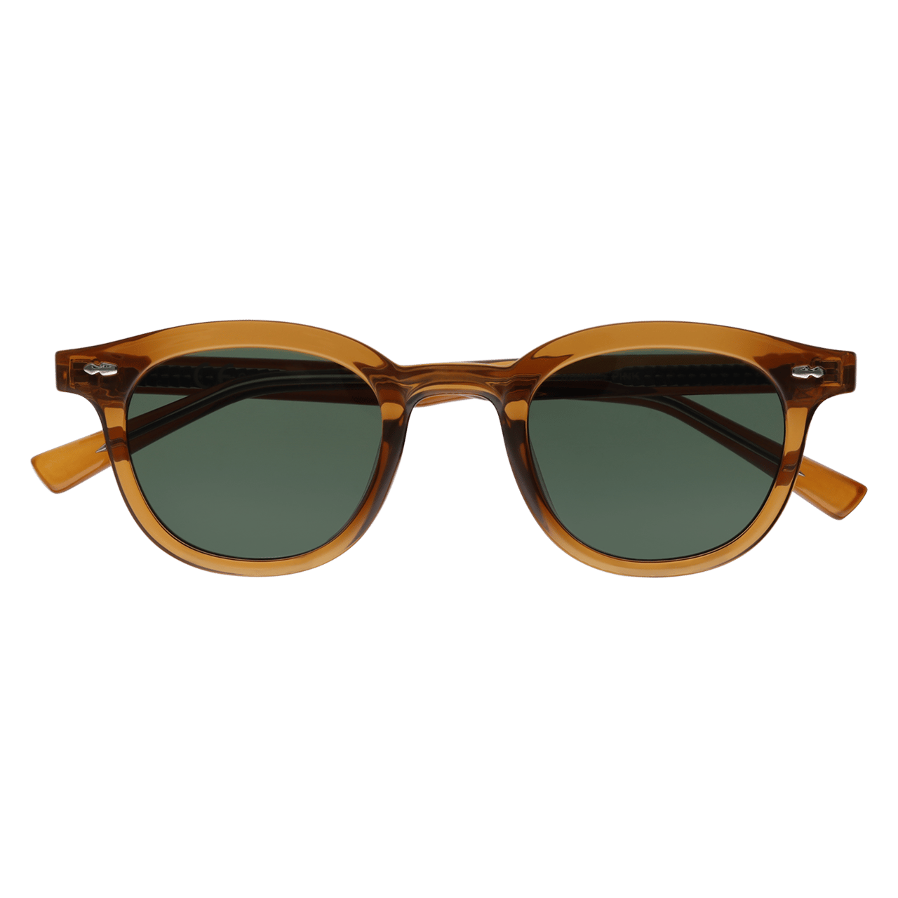 Braune Sonnenbrille mit grünen Gläsern