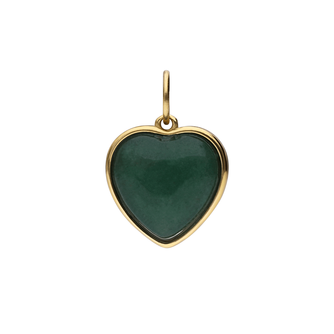 Stainless steel goldplated bedel hart met green aventurine