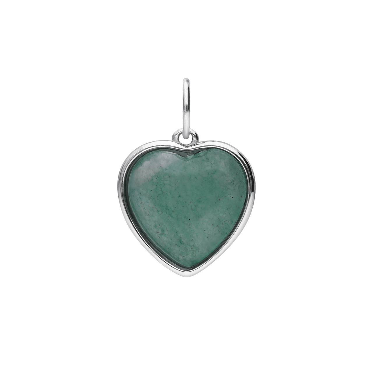 Stainless steel bedel hart met green aventurine