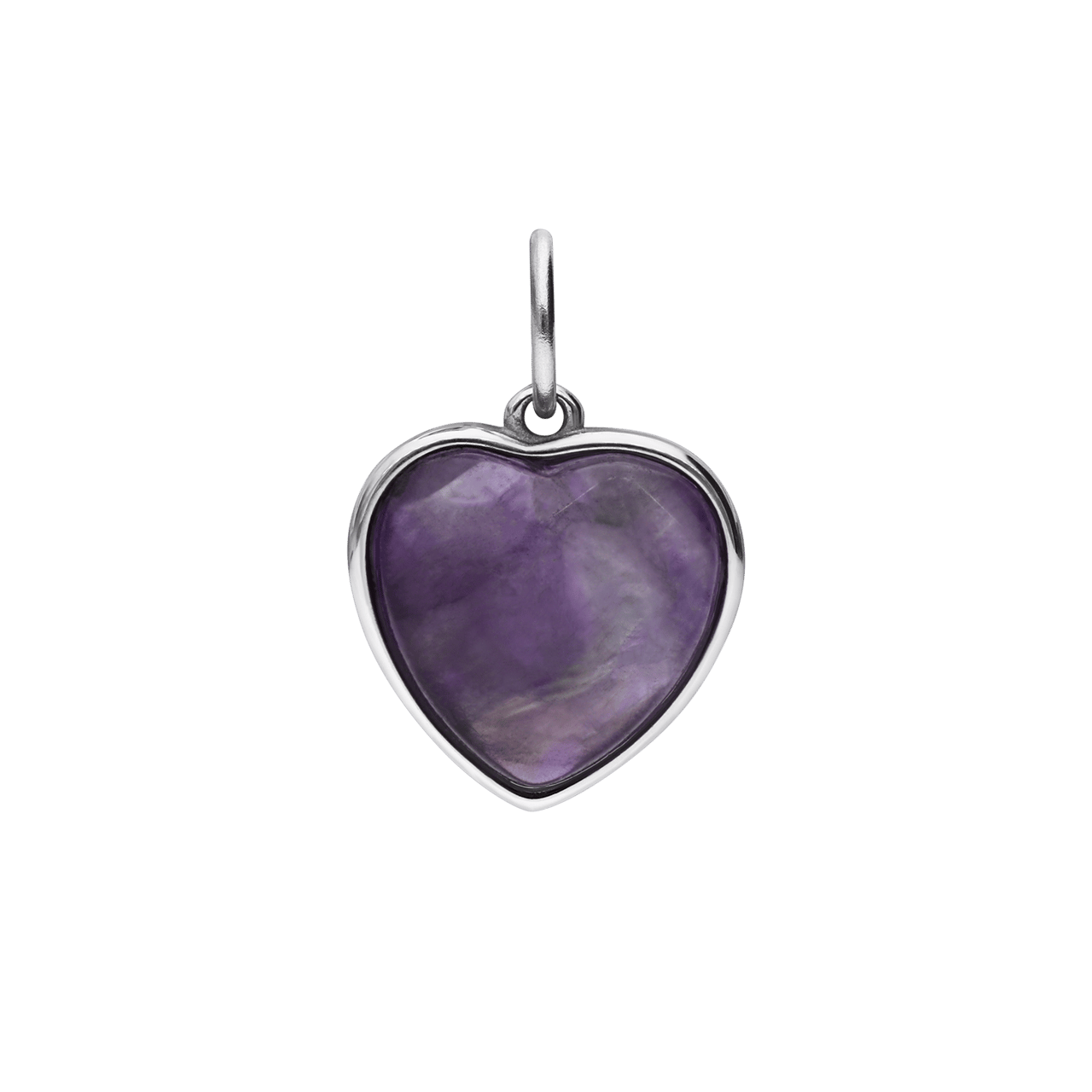 Stainless steel bedel hart met amethyst
