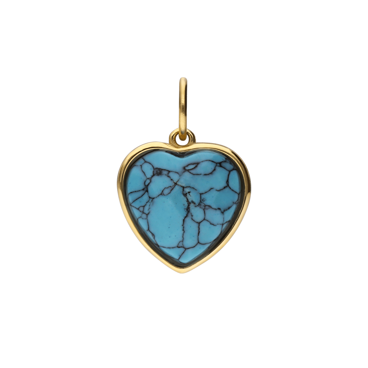 Stainless steel goldplated bedel hart met turquoise