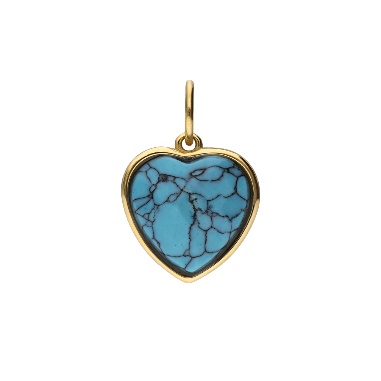 Stalen goldplated hanger hart met turquoise voor dames